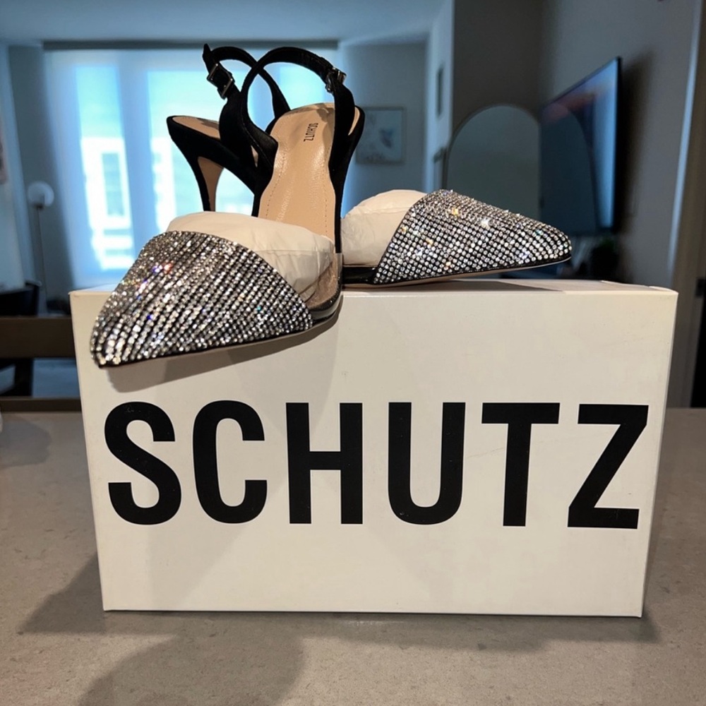 Schutz Frankie Rhinestone Slingback Heels size US 6.5. Never worn!